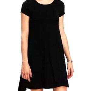 Old Navy Striped Short Sleeve Solid Black Dress Scoop Neck L NWOT